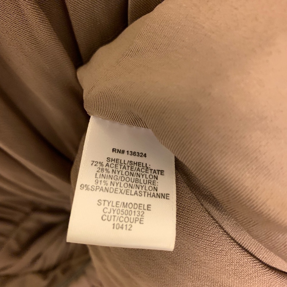 Halston Heritage Tan Ruched V-neck Dress, Small - Picture 3 of 7